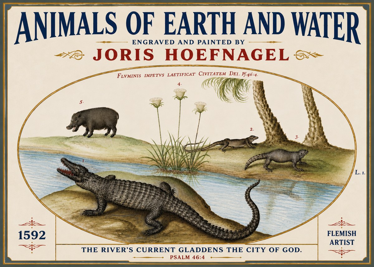 Joris Hoefnagel Animals of Earth and Water No6 - Juliste