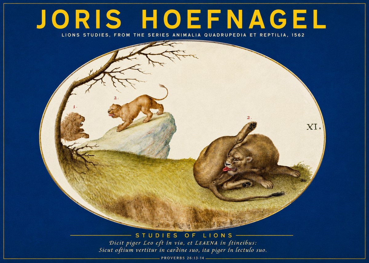 Joris Hoefnagel Lions Studies No2 - Juliste