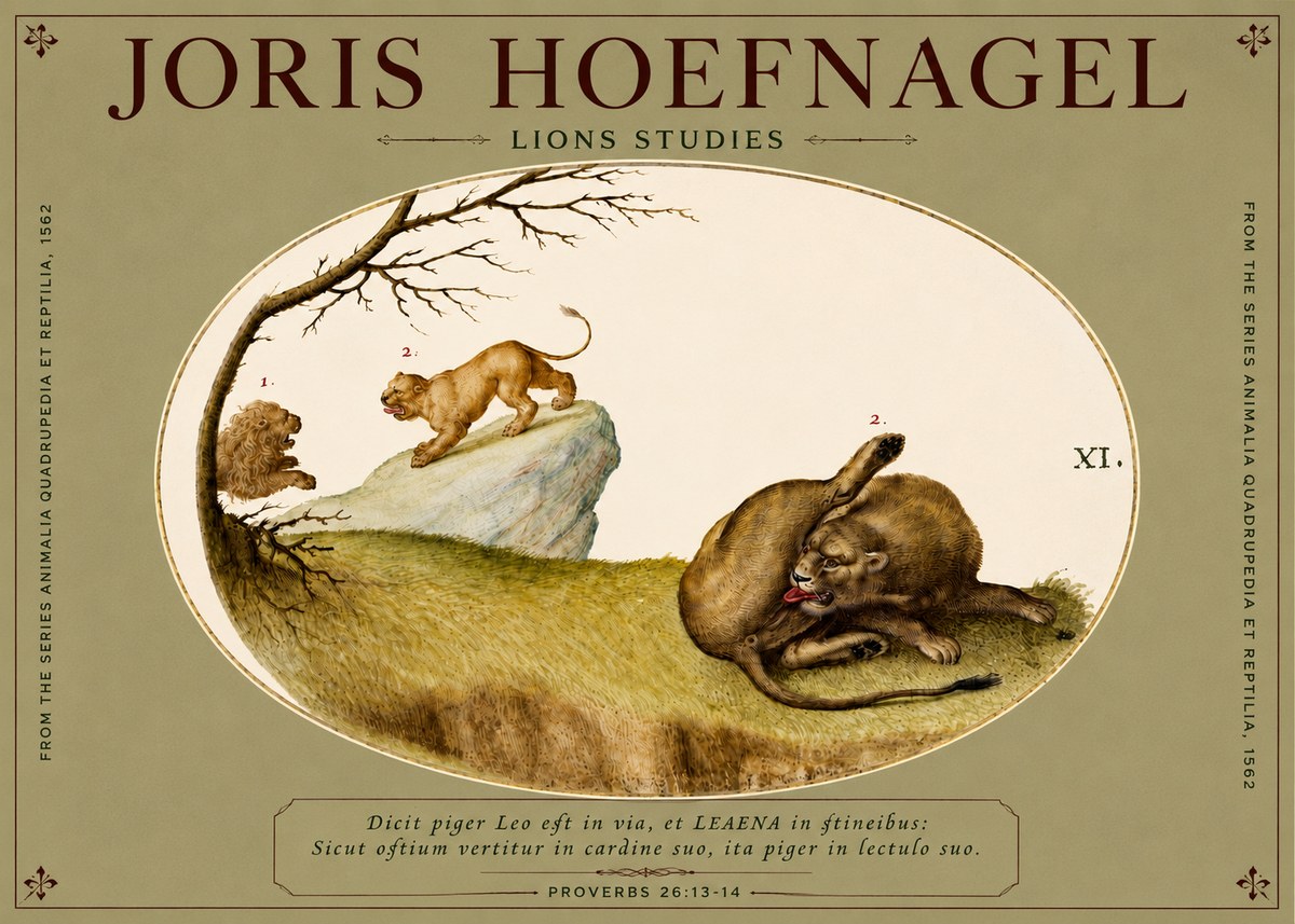 Joris Hoefnagel Lions Studies No4 - Juliste