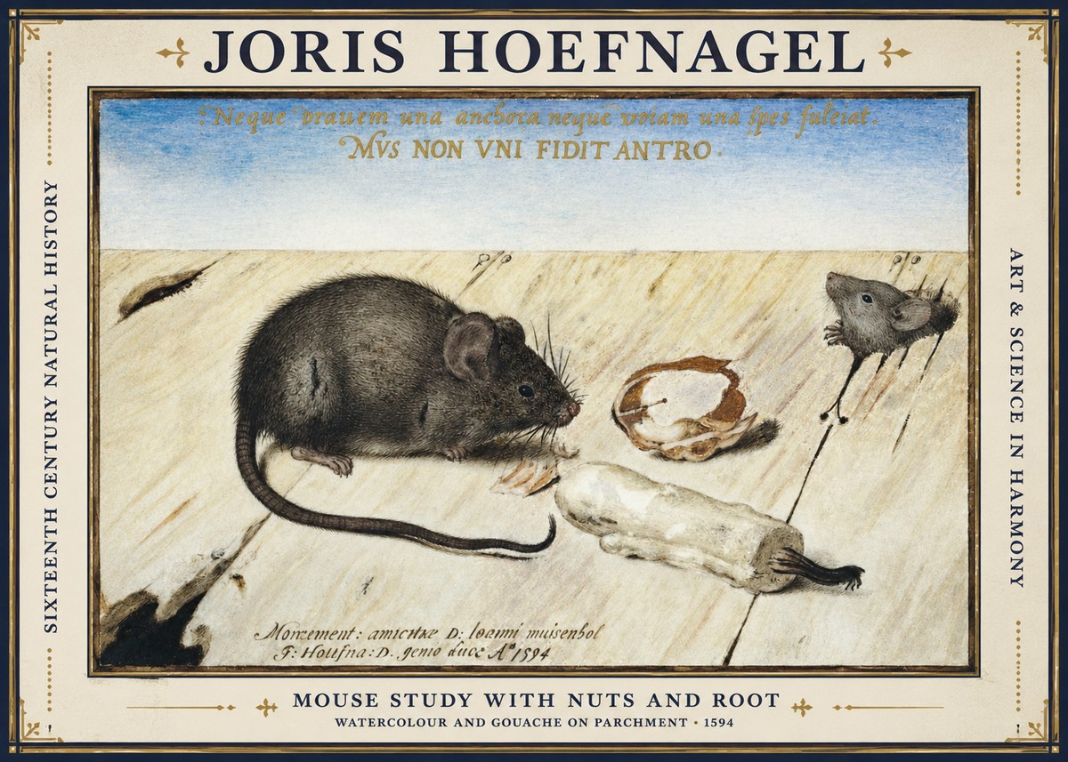 Joris Hoefnagel Mouse Study with Nuts and Root No1 - Juliste