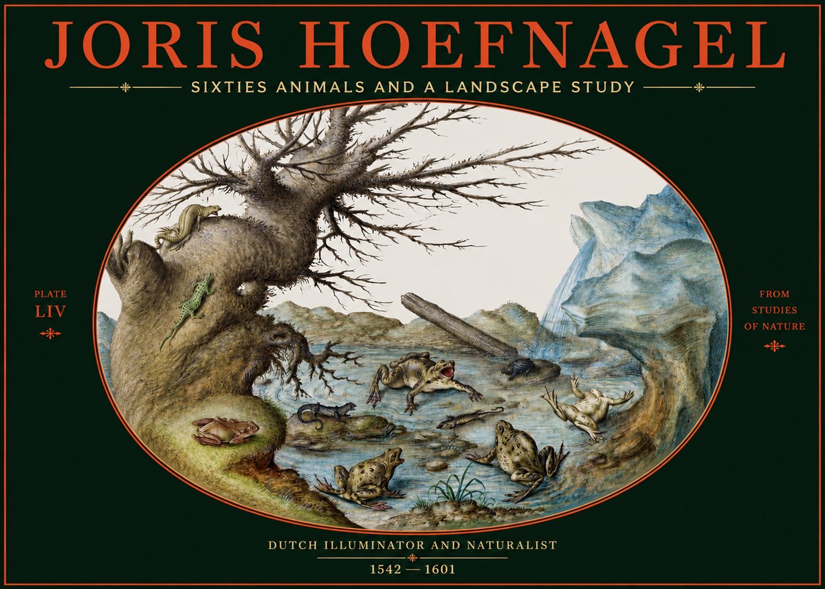 Joris Hoefnagel Sixtties Animals and a Landscape Study No2 - Juliste