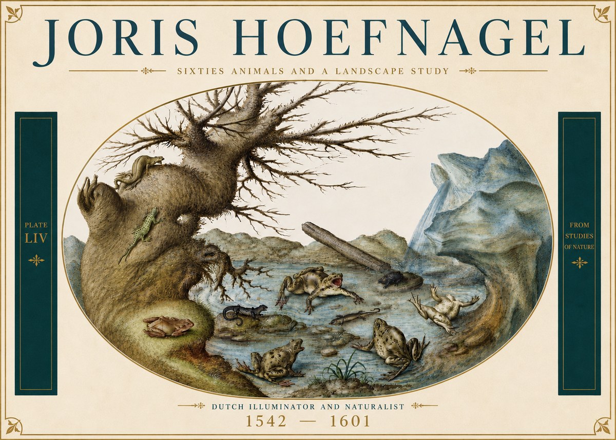 Joris Hoefnagel Sixtties Animals and a Landscape Study No4 - Juliste