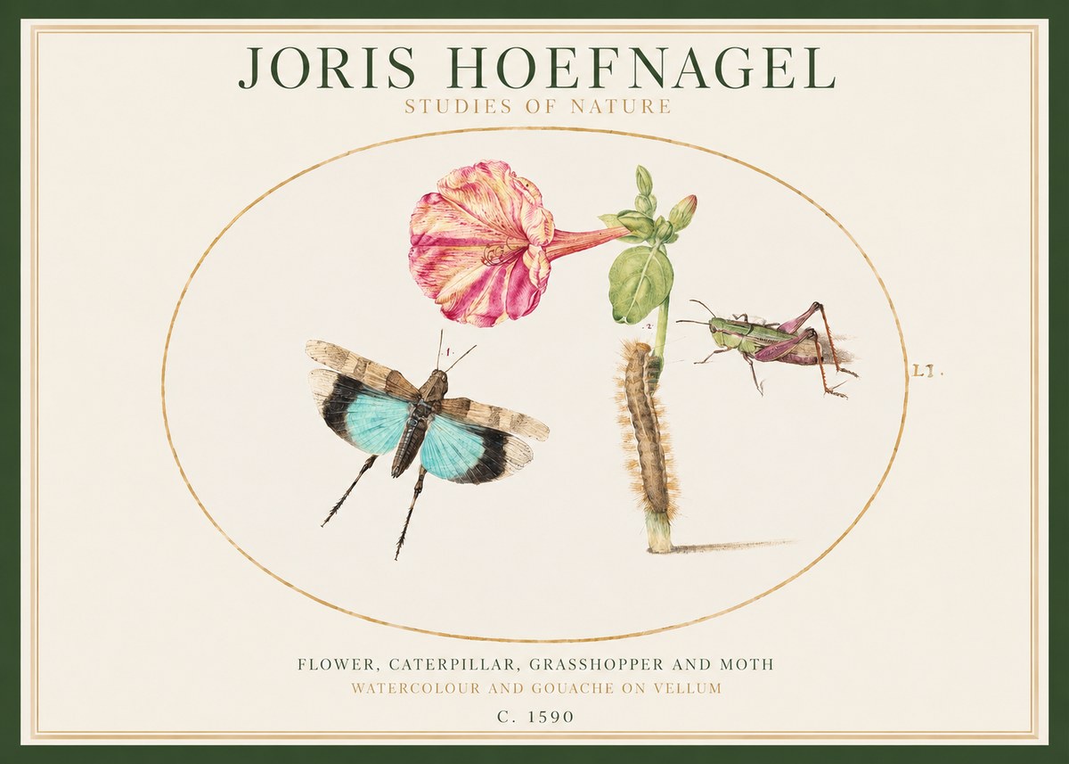 Joris Hoefnagel Plate L1. Studies of Insects and Plants No2 - Juliste