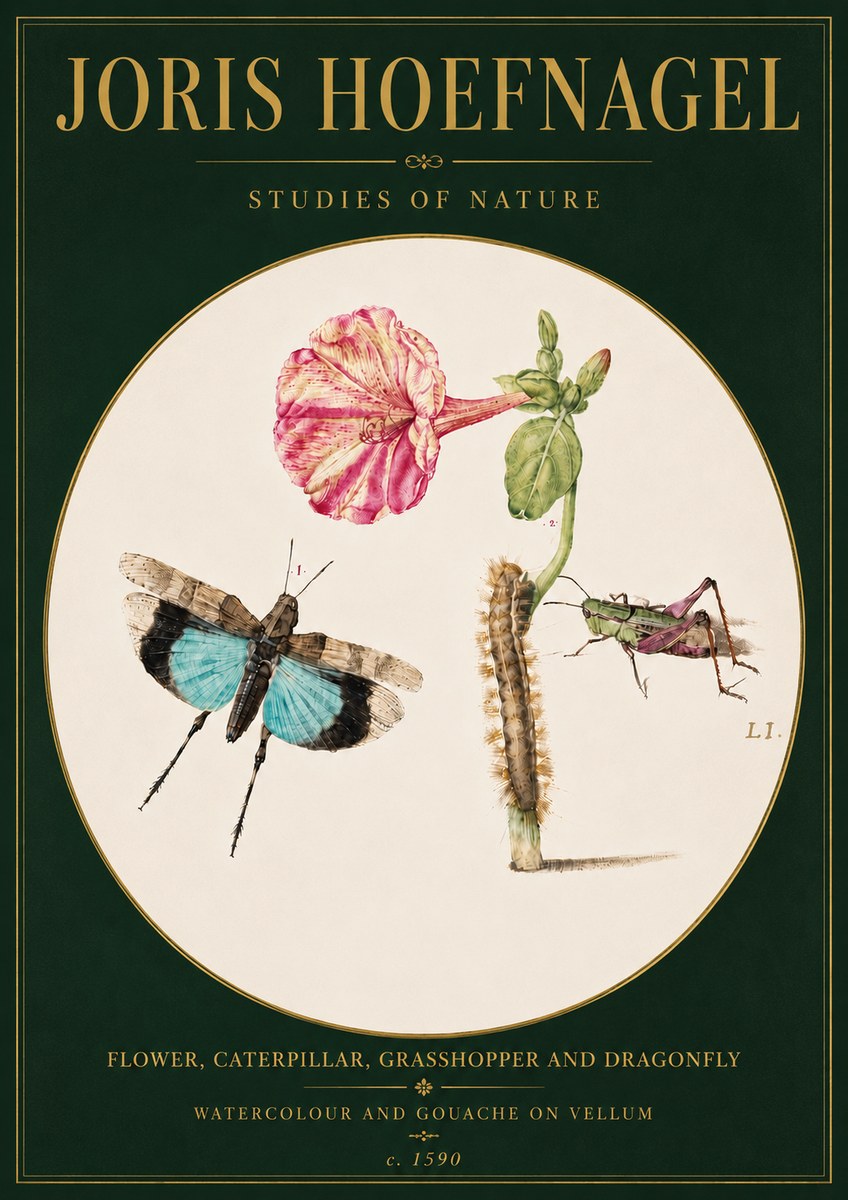 Joris Hoefnagel Plate L1. Studies of Insects and Plants No6 - Juliste