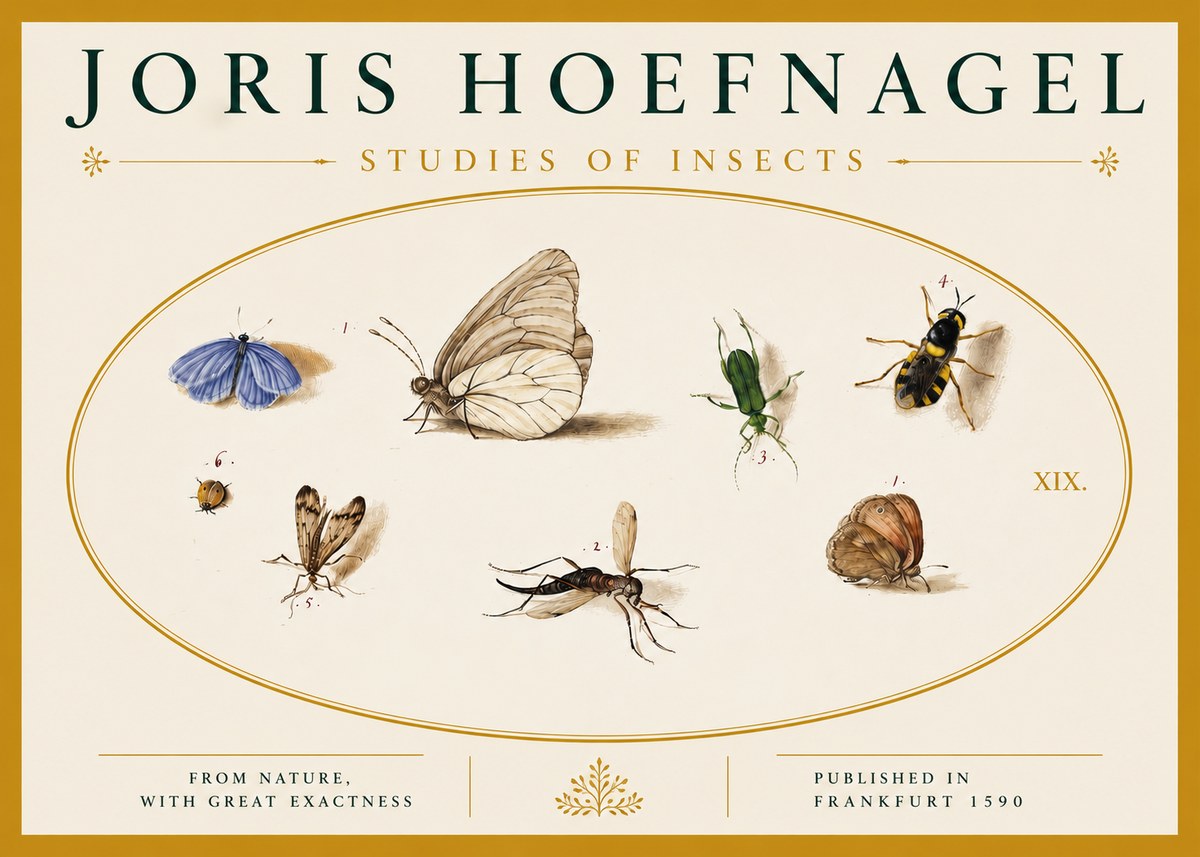 Joris Hoefnagel Studies of Insects V No4 - Juliste