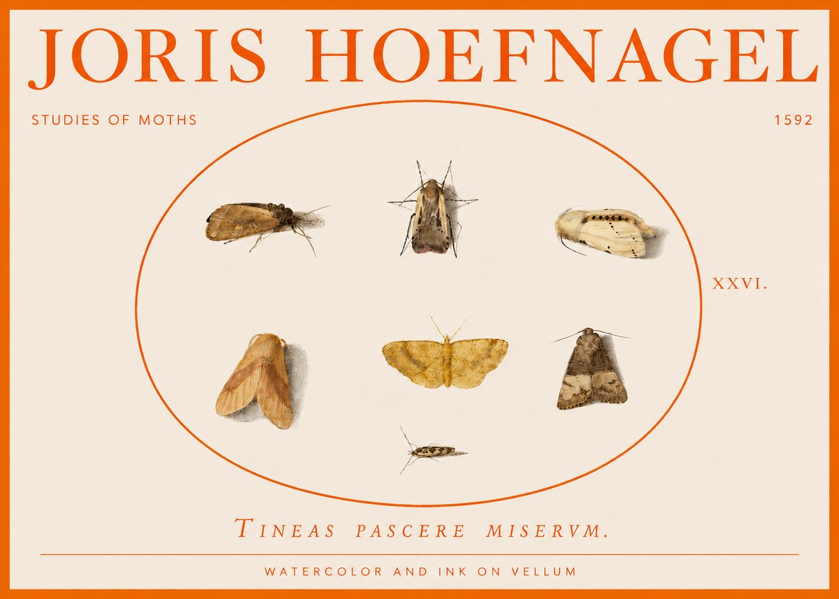 Joris Hoefnagel Studies of Moths II No3 - Juliste