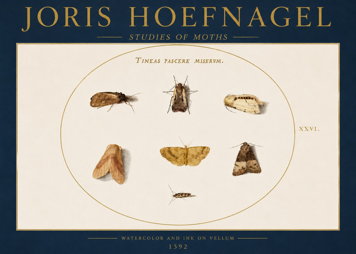 Joris Hoefnagel Studies of Moths II No4 - Juliste
