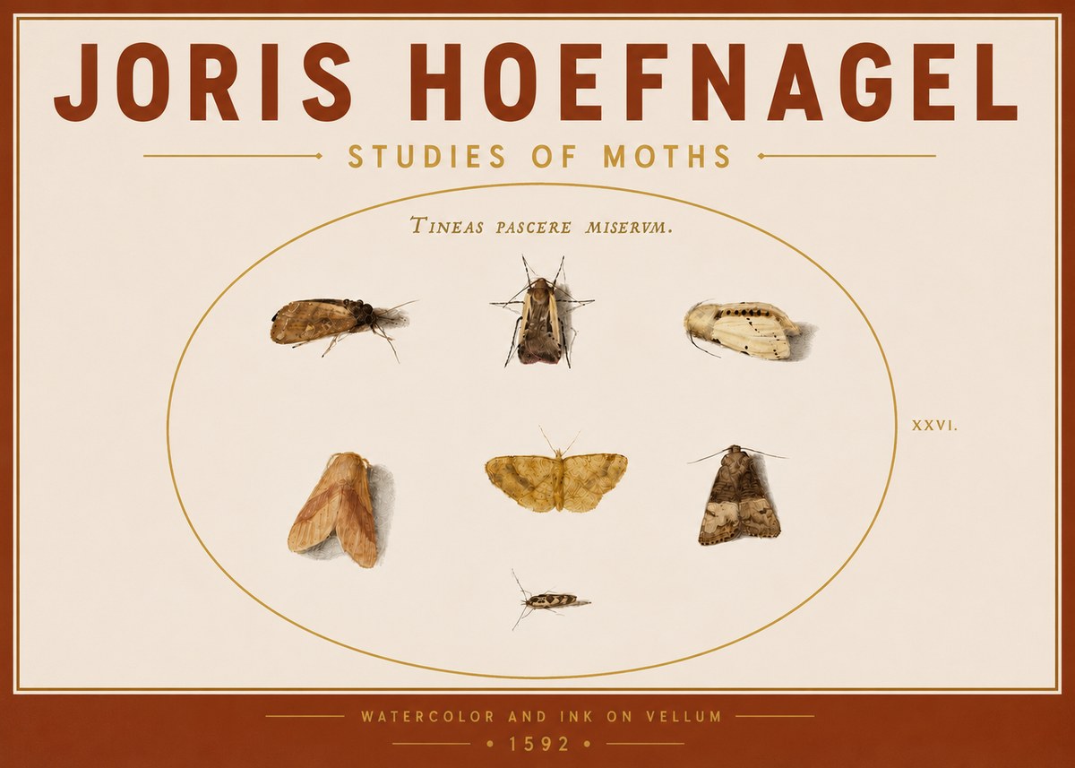 Joris Hoefnagel Studies of Moths II No5 - Juliste