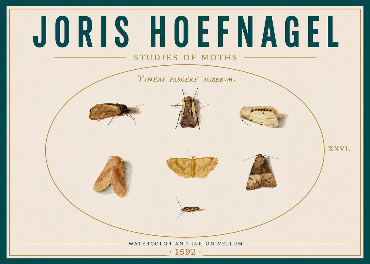 Joris Hoefnagel Studies of Moths II No6 - Juliste
