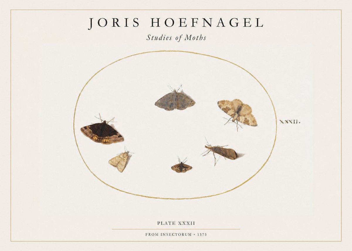 Joris Hoefnagel Studies of Moths III No1 - Juliste