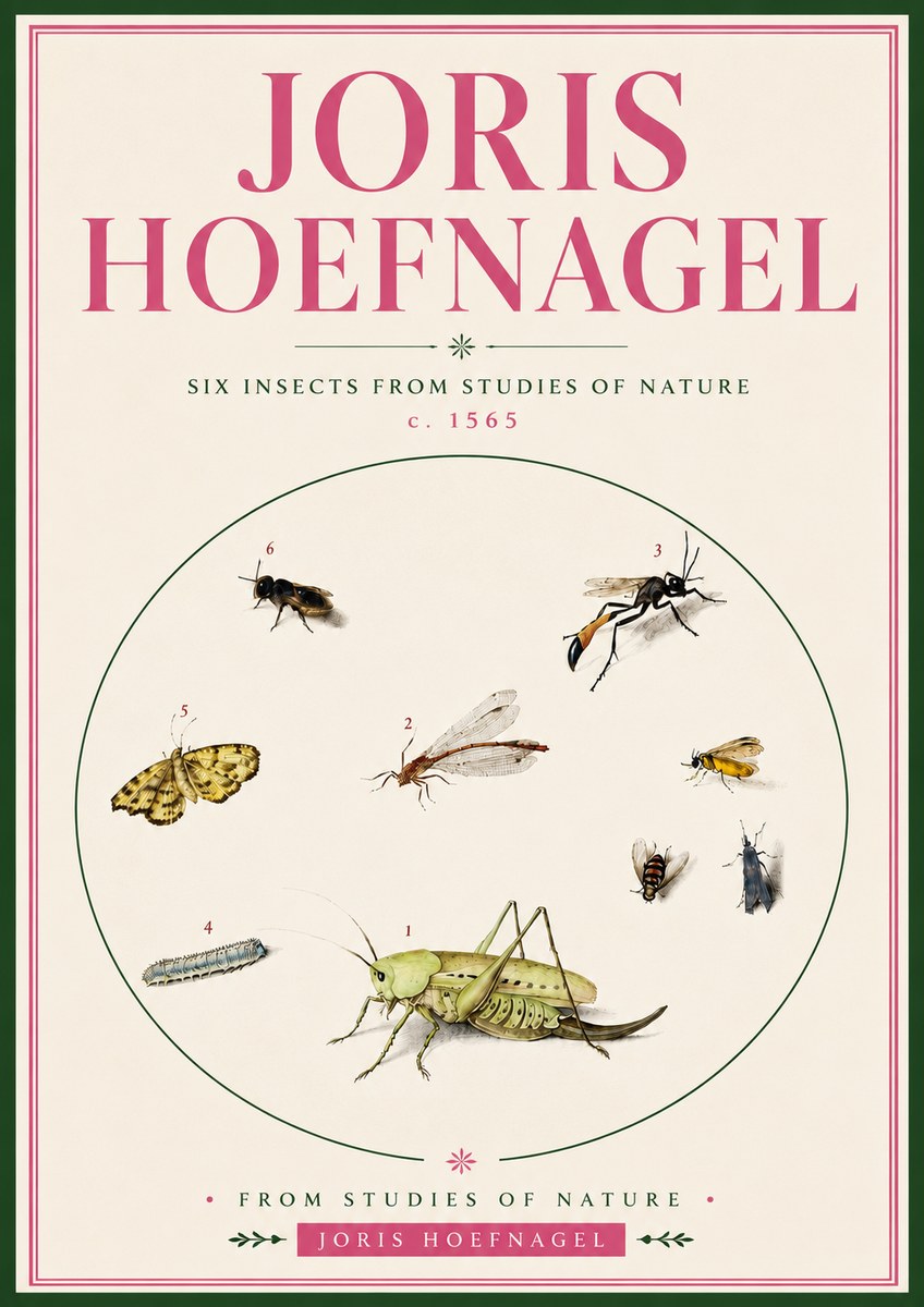Joris Hoefnagel Six Insects from Studies of Nature C. 1565 No5 - Juliste