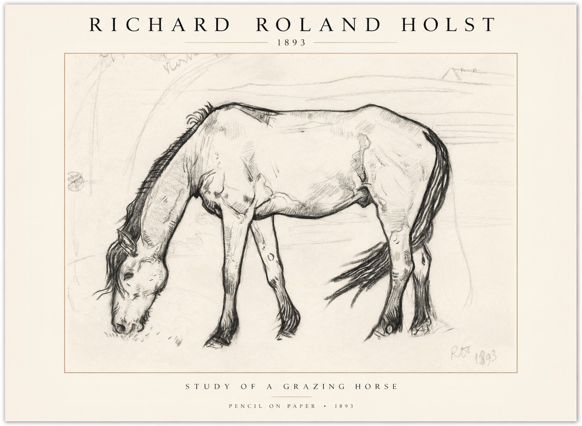 Richard Roland Holst Study of a Grazing Horse No1 - Juliste