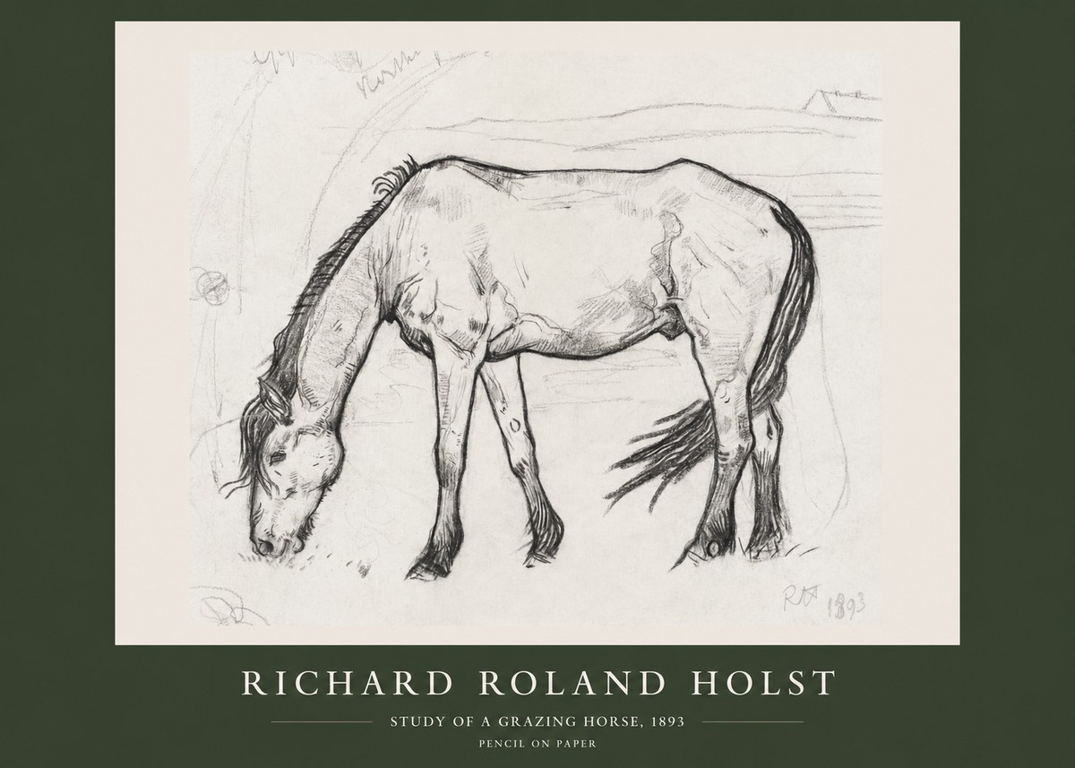 Richard Roland Holst Study of a Grazing Horse No2 - Juliste