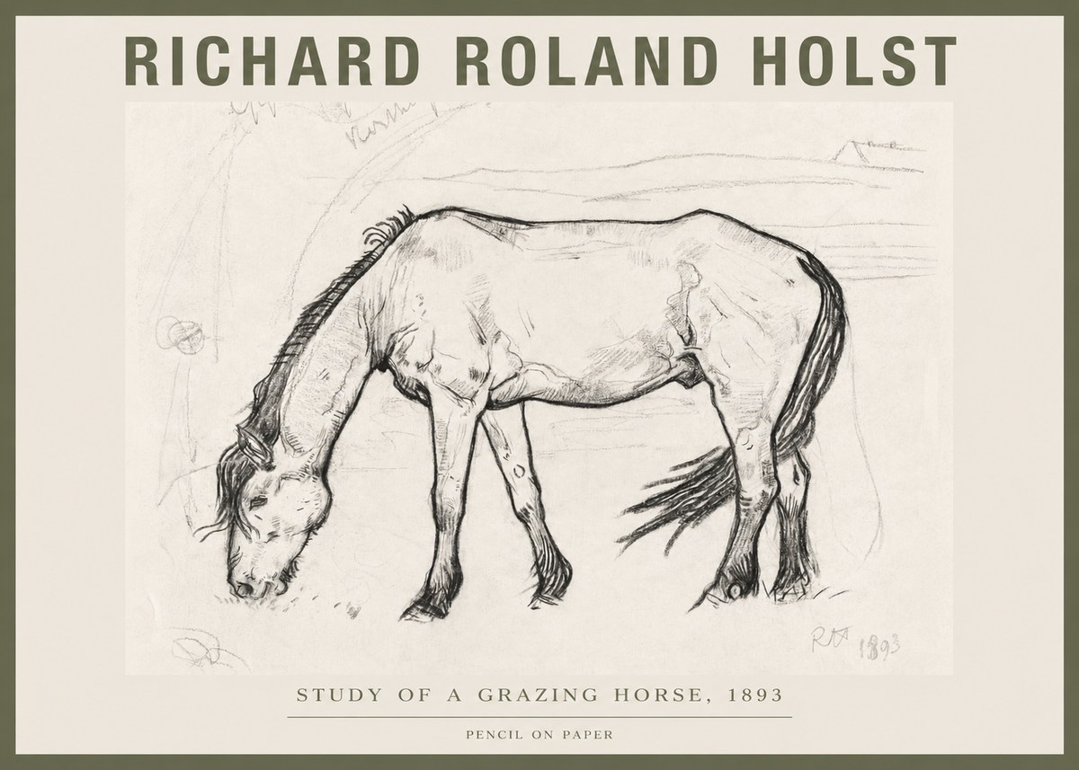 Richard Roland Holst Study of a Grazing Horse No4 - Juliste