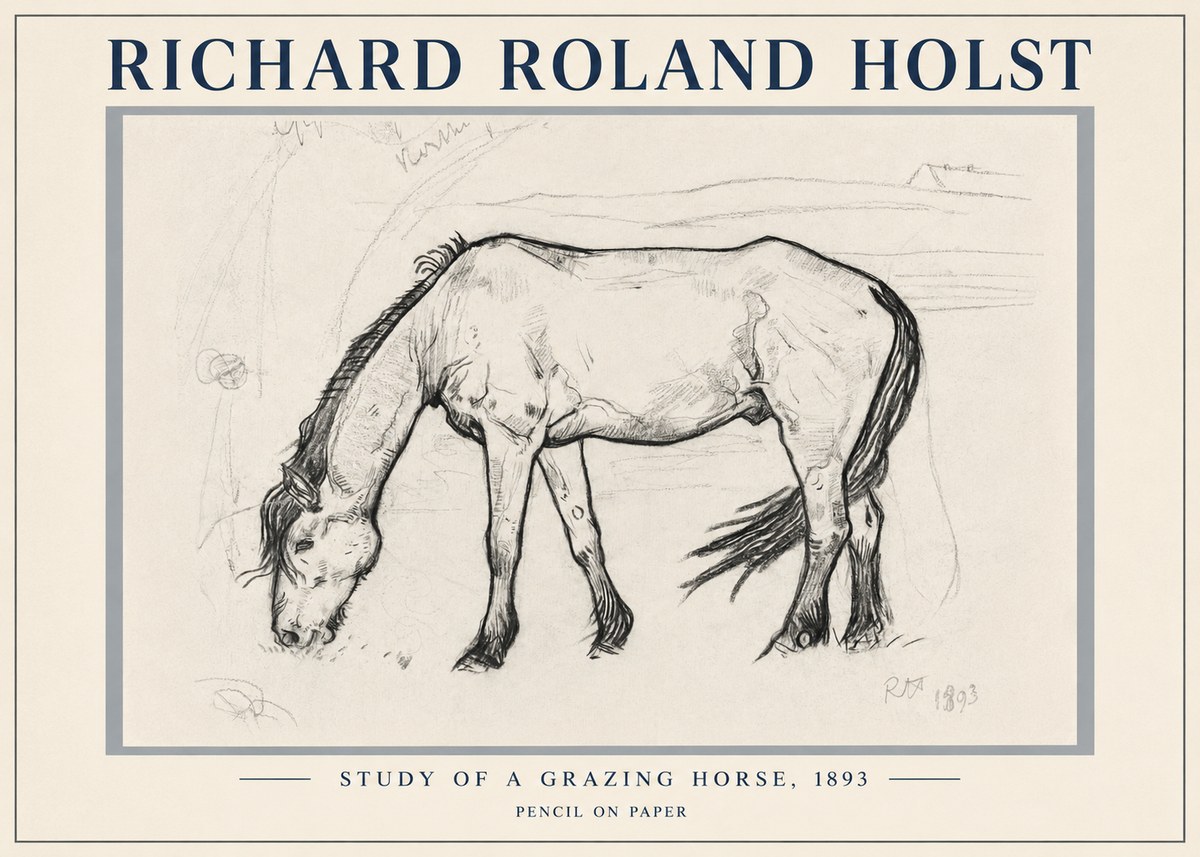 Richard Roland Holst Study of a Grazing Horse No5 - Juliste
