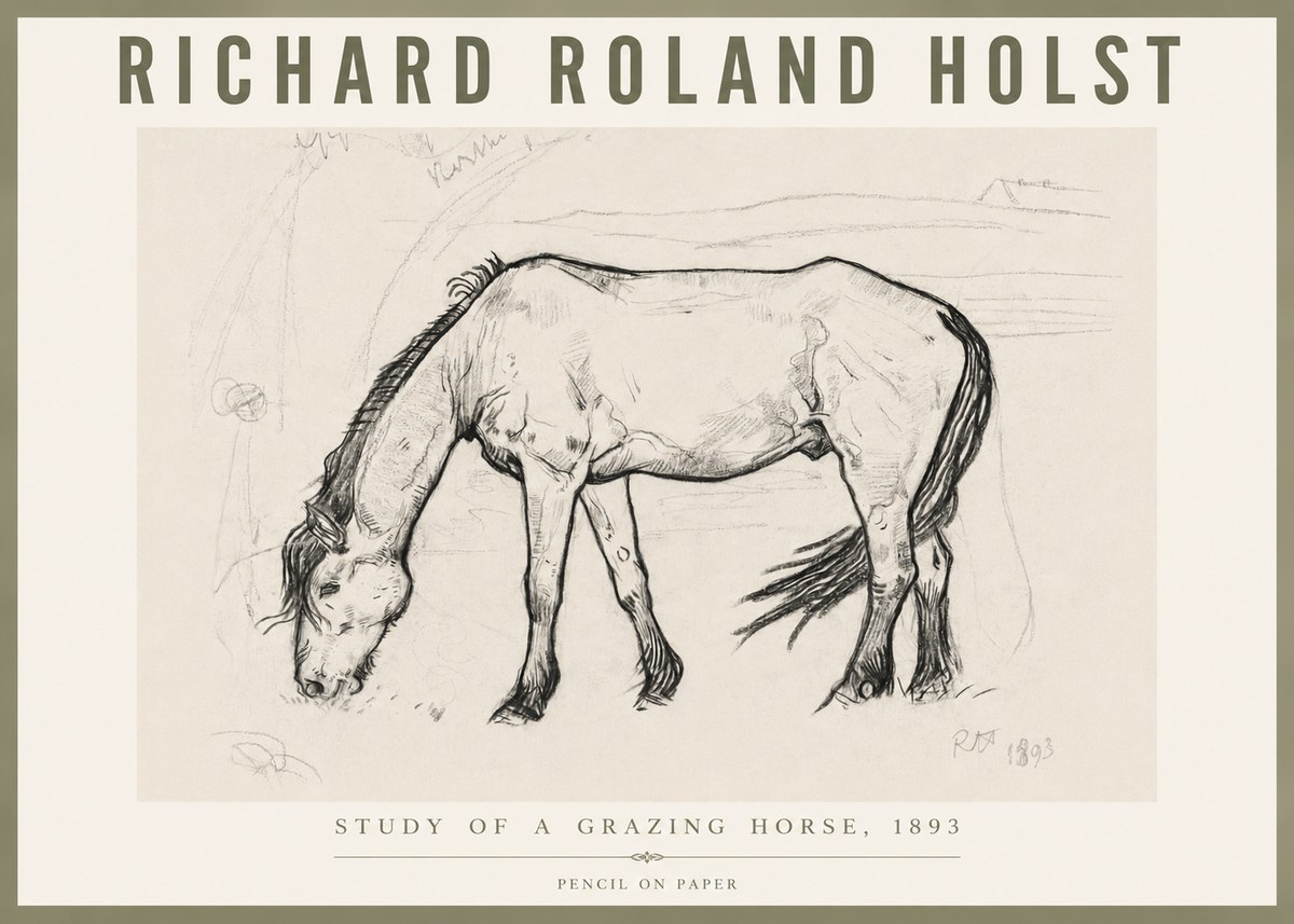 Richard Roland Holst Study of a Grazing Horse No6 - Juliste