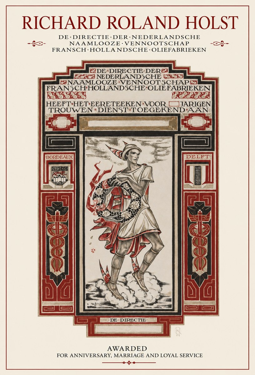 Richard Roland Holst Awarded for Anniversary, Marriage and Loyal Service No1 - Juliste