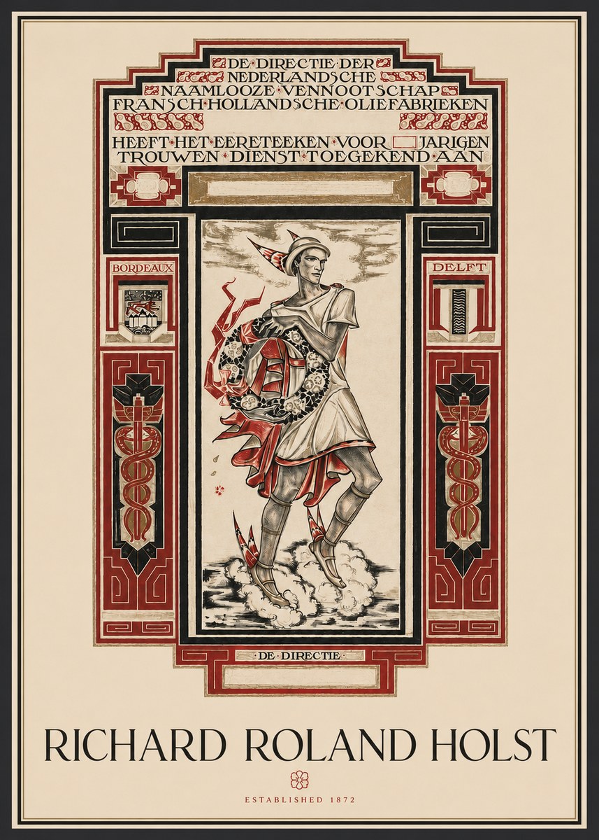 Richard Roland Holst Awarded for Anniversary, Marriage and Loyal Service No2 - Juliste