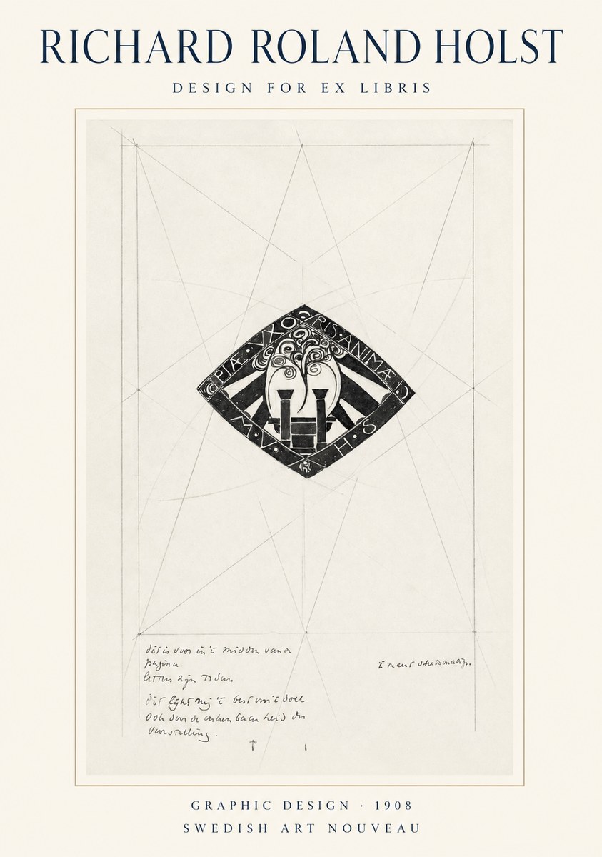 Richard Roland Holst Design for Ex Libris No1 - Juliste
