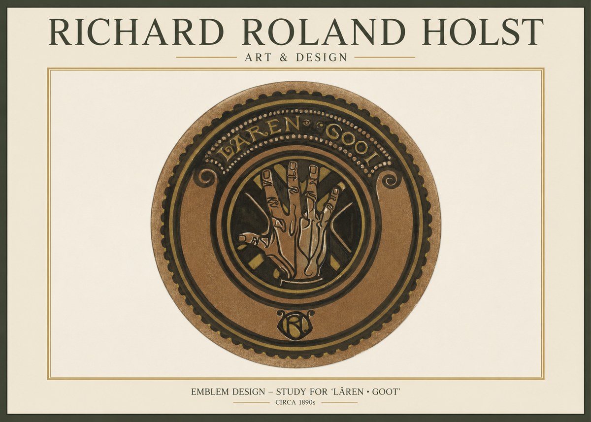 Richard Roland Holst Emblem Design – Study for 'Lären • Goot' No1 - Juliste