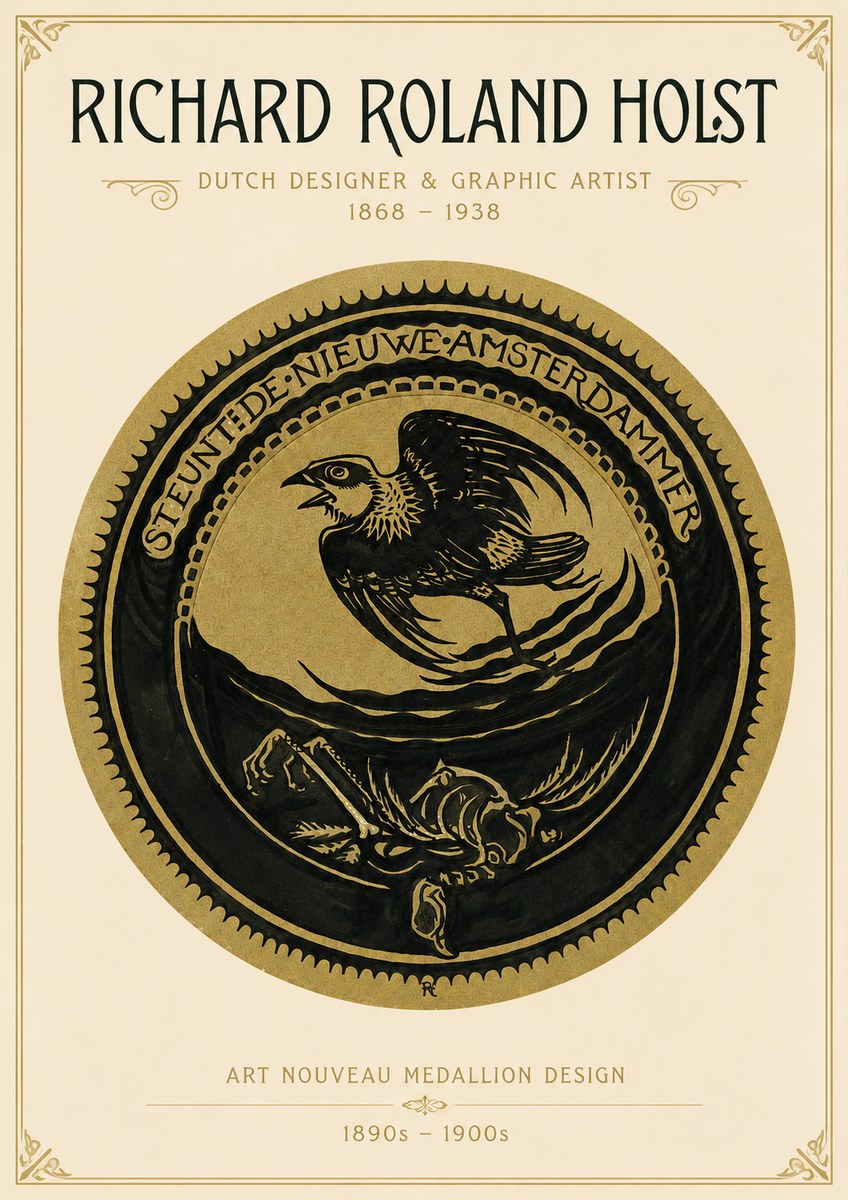 Richard Roland Holst Art Nouveau Medallion Design No3 - Juliste