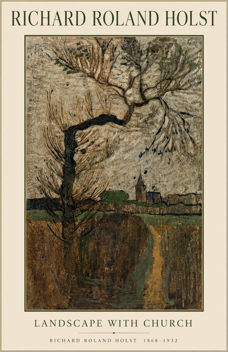 Richard Roland Holst Landscape with Church No1 - Juliste