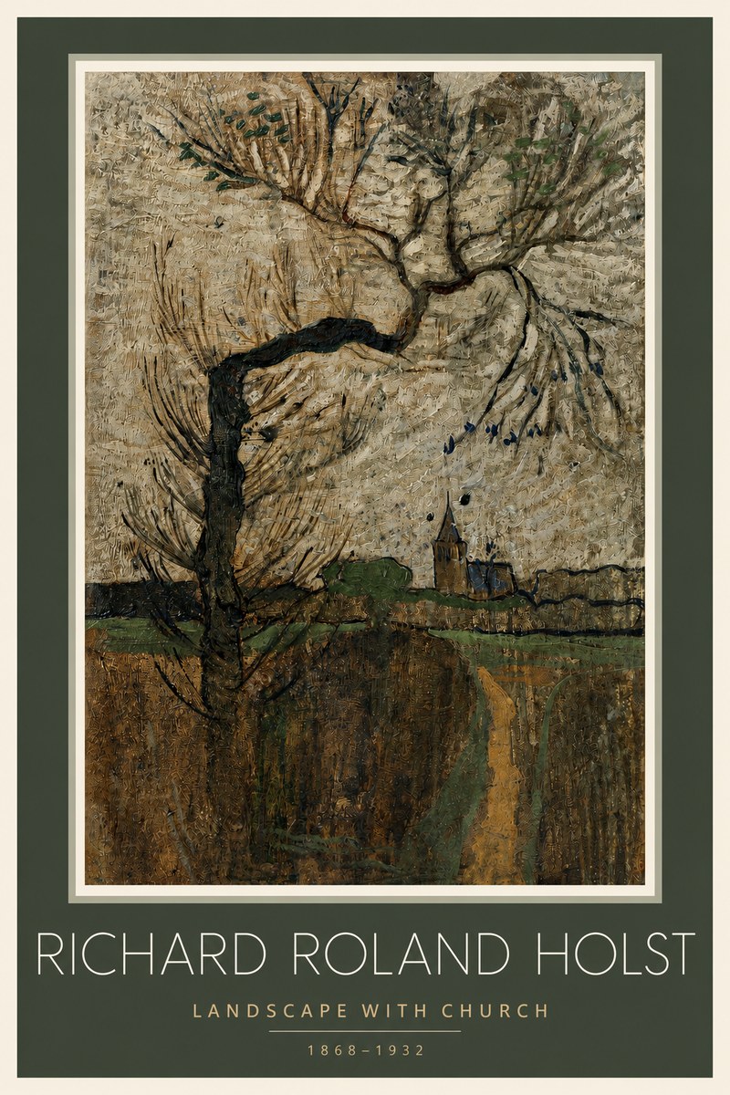 Richard Roland Holst Landscape with Church No2 - Juliste