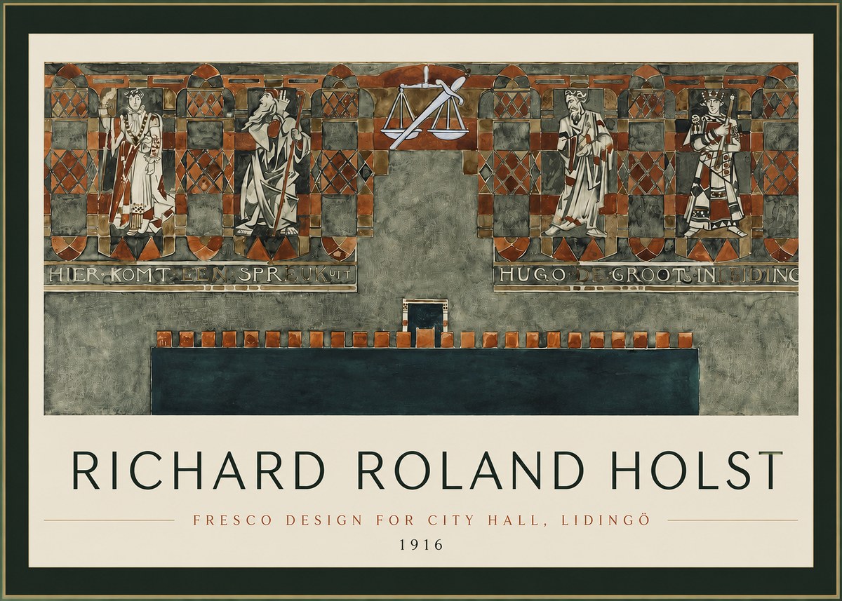 Richard Roland Holst Fresco Design - City Hall, Lidingö No2 - Juliste