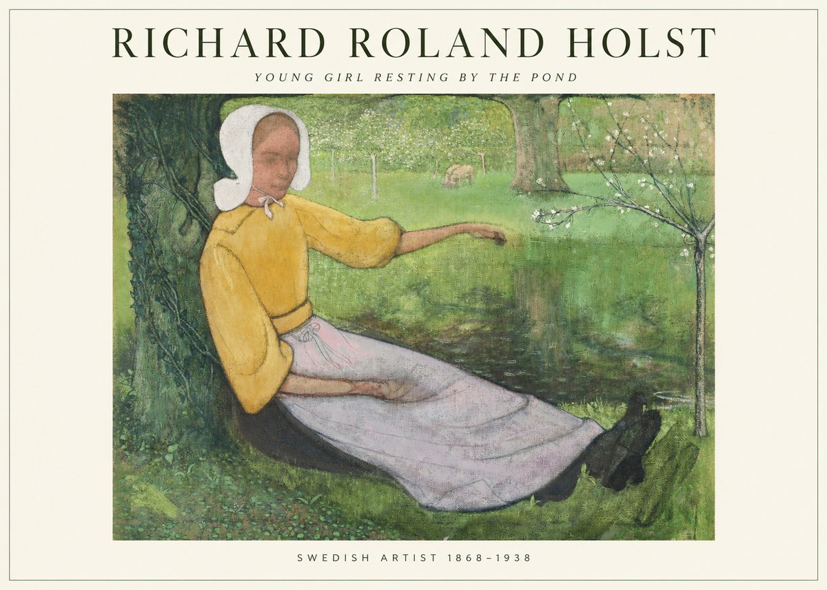 Richard Roland Holst Young Girl Resting by the Pond No1 - Juliste