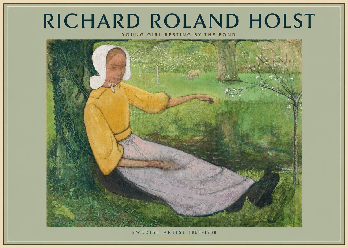 Richard Roland Holst Young Girl Resting by the Pond No2 - Juliste
