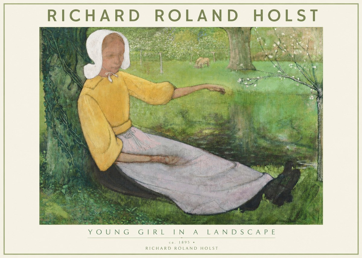 Richard Roland Holst Young Girl Resting by the Pond No3 - Juliste