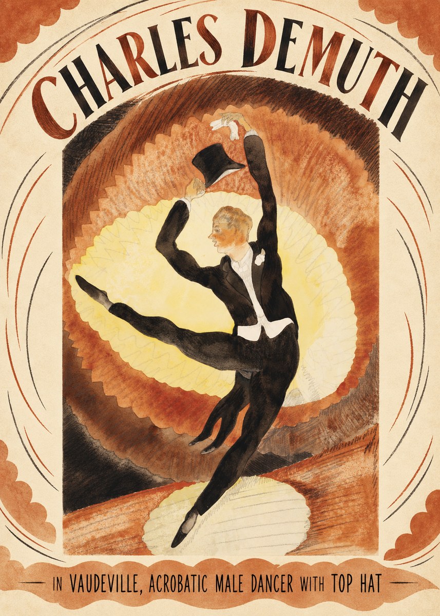 Charles Demuth In Vaudeville, Acrobatic Male Dancer with Top Hat No5 - Juliste