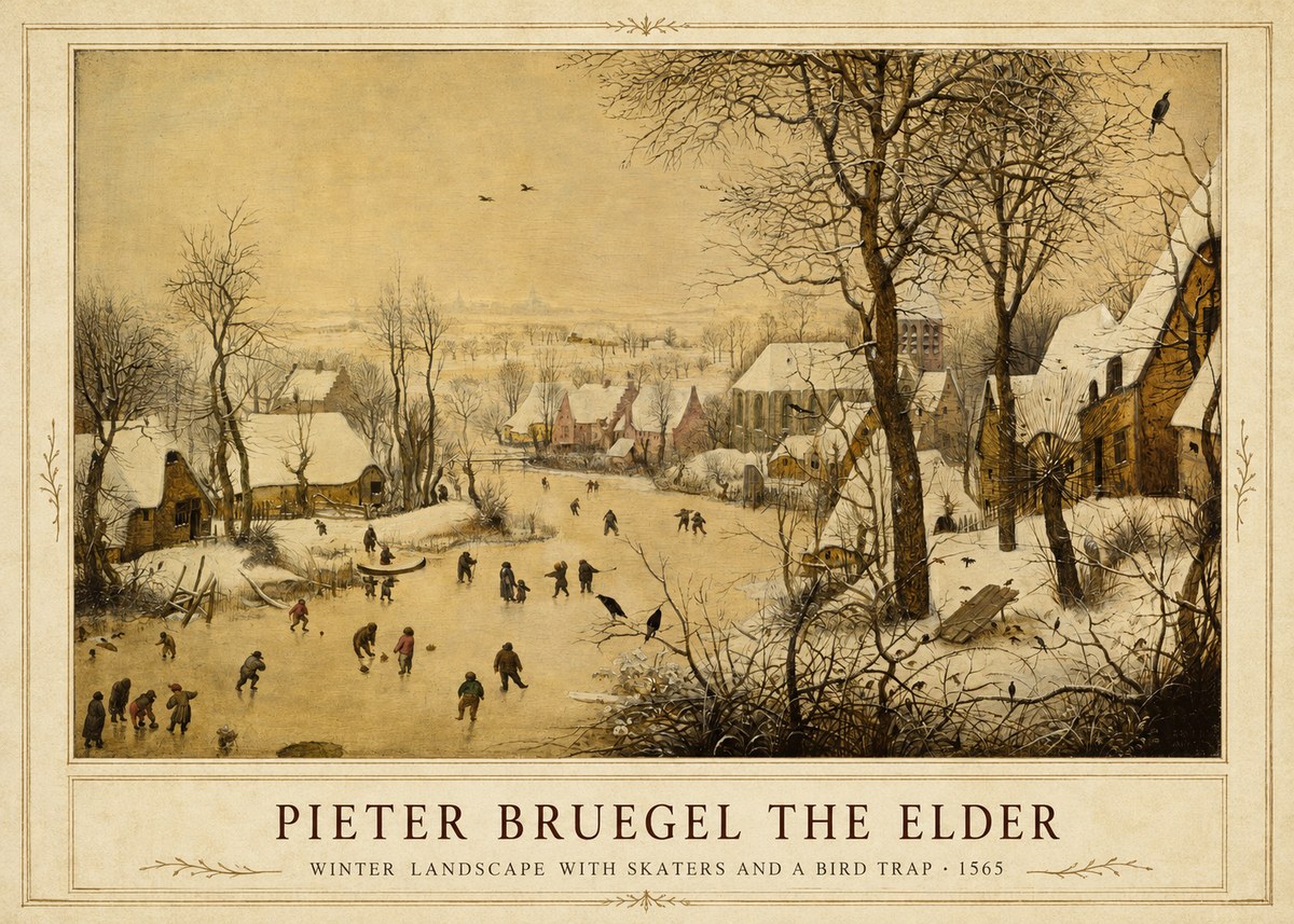 Pieter Bruegel Winter Landscape with Skaters and a Bird Trap No1 - Juliste