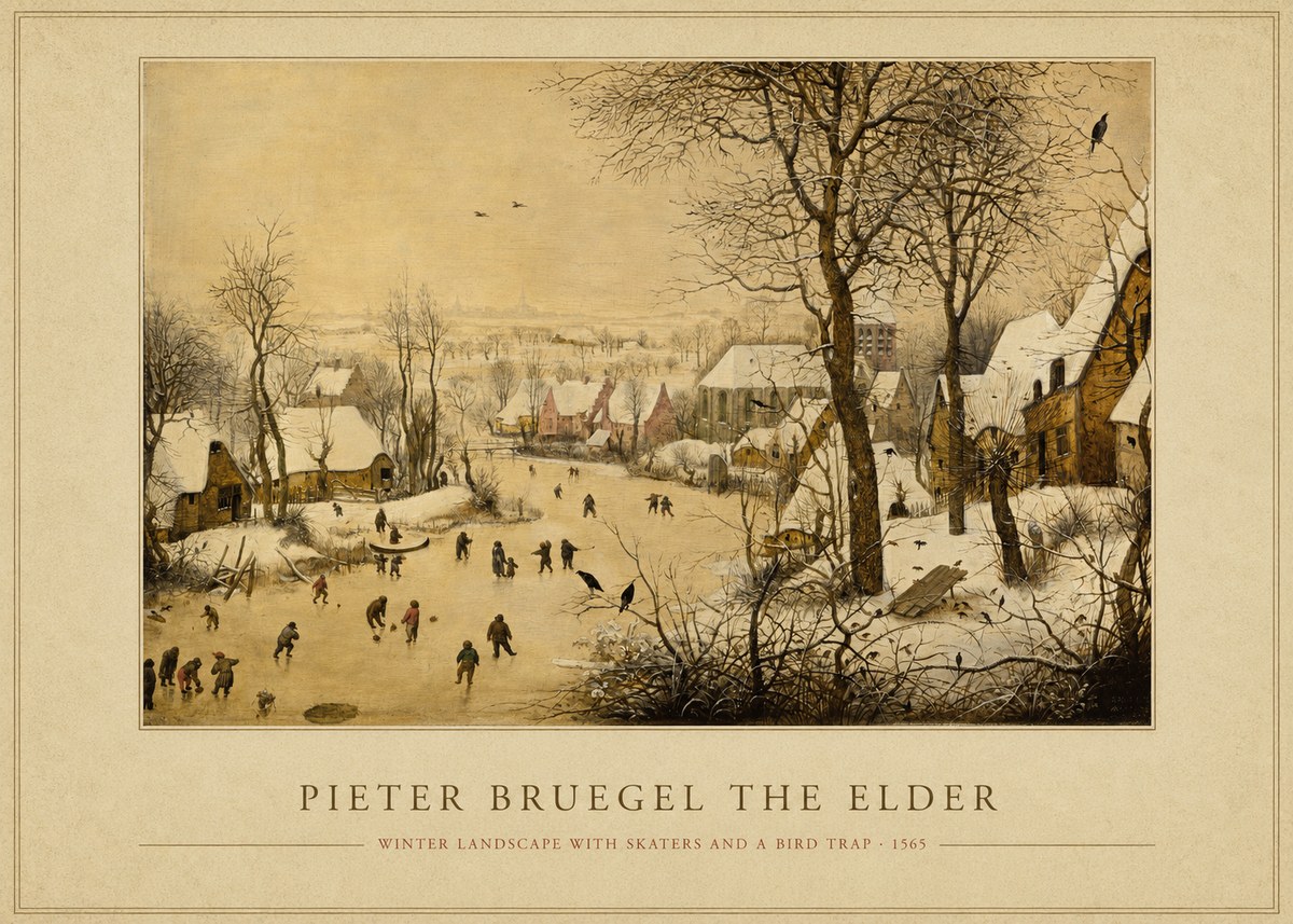 Pieter Bruegel Winter Landscape with Skaters and a Bird Trap No4 - Juliste