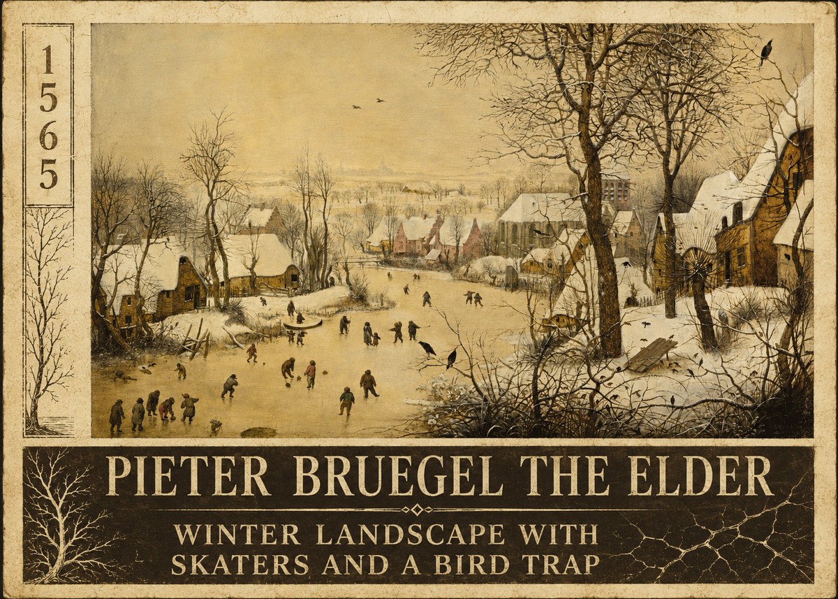 Pieter Bruegel Winter Landscape with Skaters and a Bird Trap No6 - Juliste