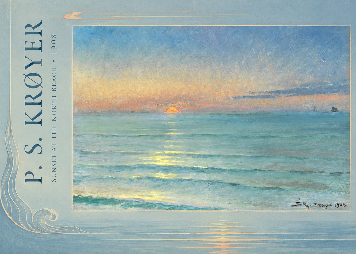 P.S. Krøyer Sunset at the North Beach No2 - Juliste