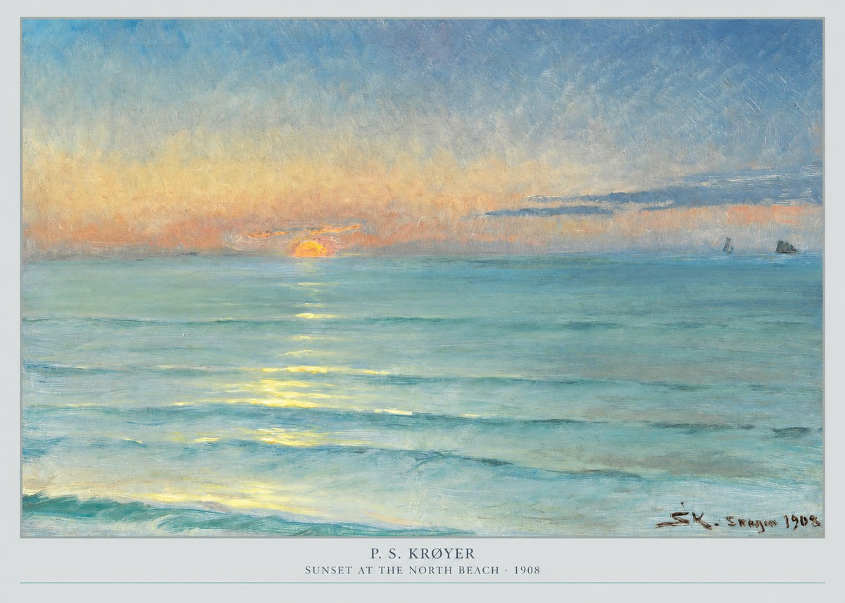 P.S. Krøyer Sunset at the North Beach No5 - Juliste