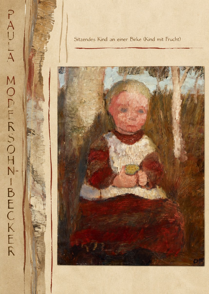 Paula Modersohn-Becker Sitzendes Kind an Einer Birke (Kind Mit Frucht) No3 - Juliste