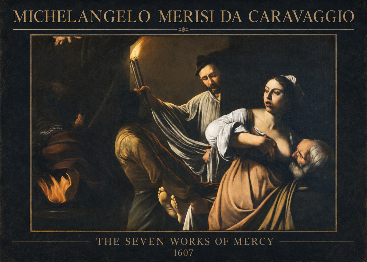 Michelangelo Merisi da Caravaggio The Seven Works of Mercy III No1 - Juliste