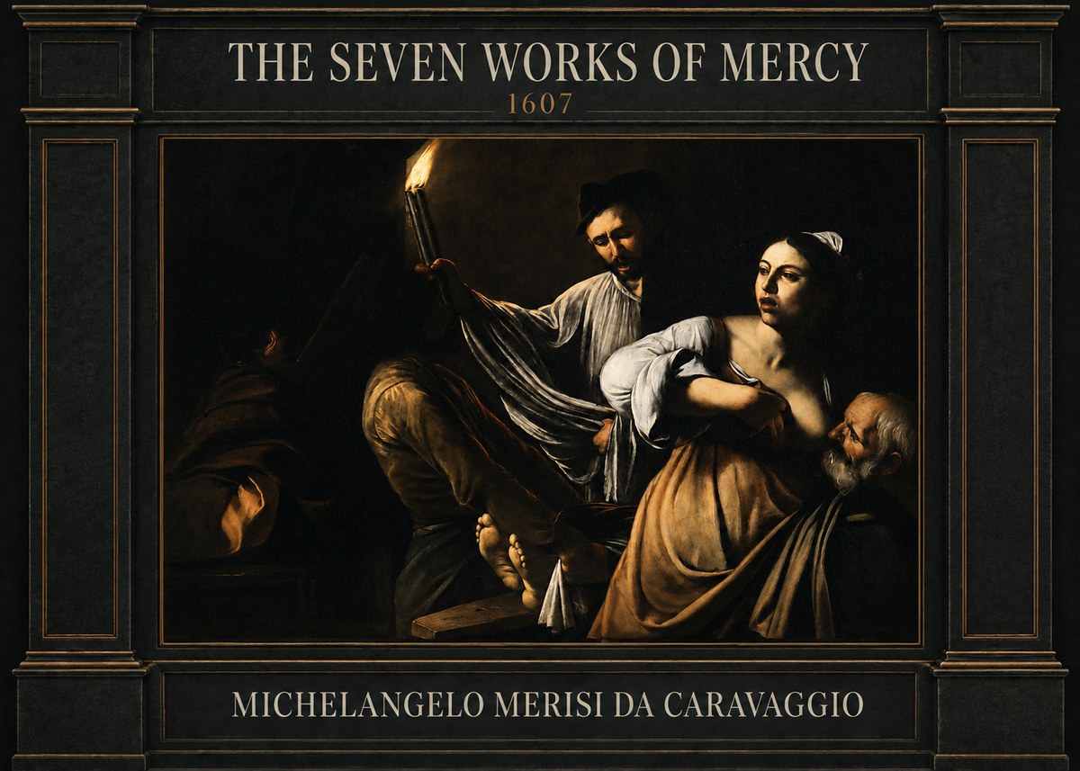 Michelangelo Merisi da Caravaggio The Seven Works of Mercy III No4 - Juliste
