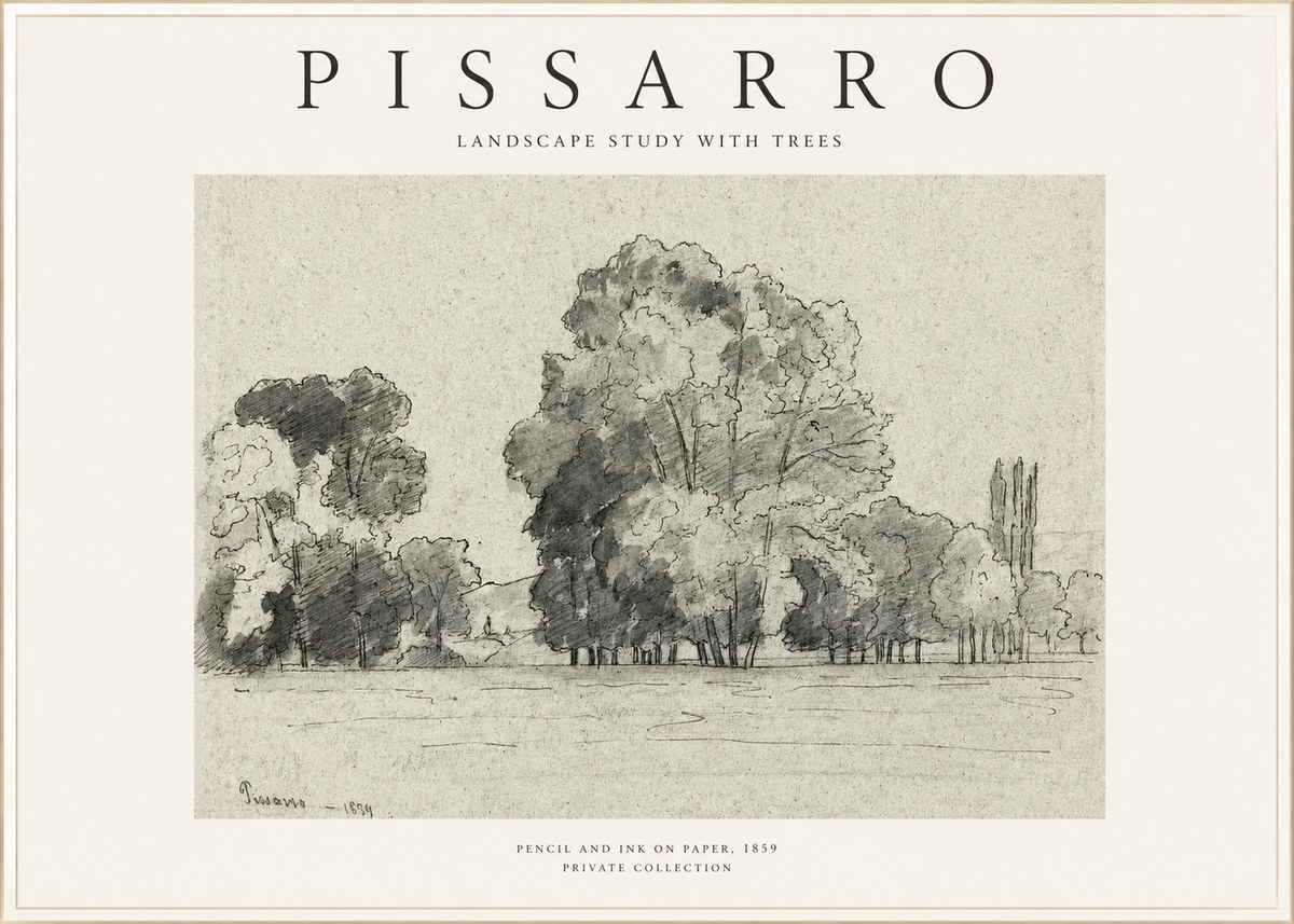 Pissarro Landscape Study with Trees No1 - Juliste