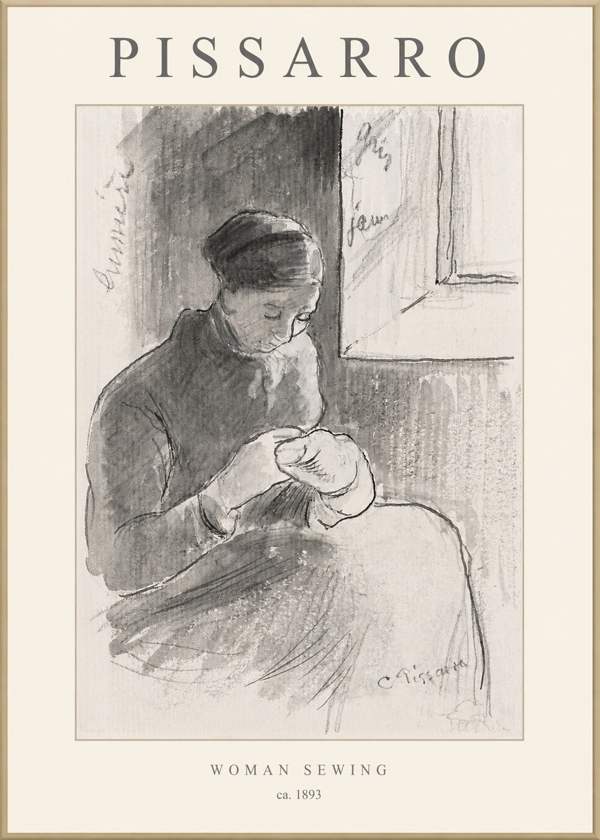 Pissarro Woman Sewing No1 - Juliste
