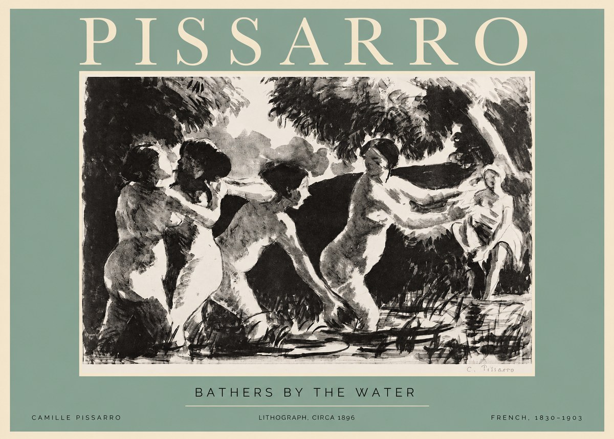 Pissarro Bathers by the Water No2 - Juliste