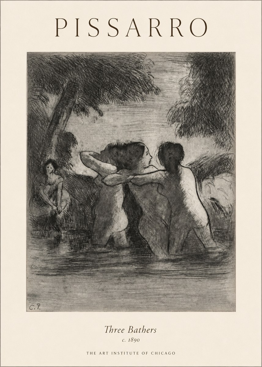 Pissarro Three Bathers No1 - Juliste