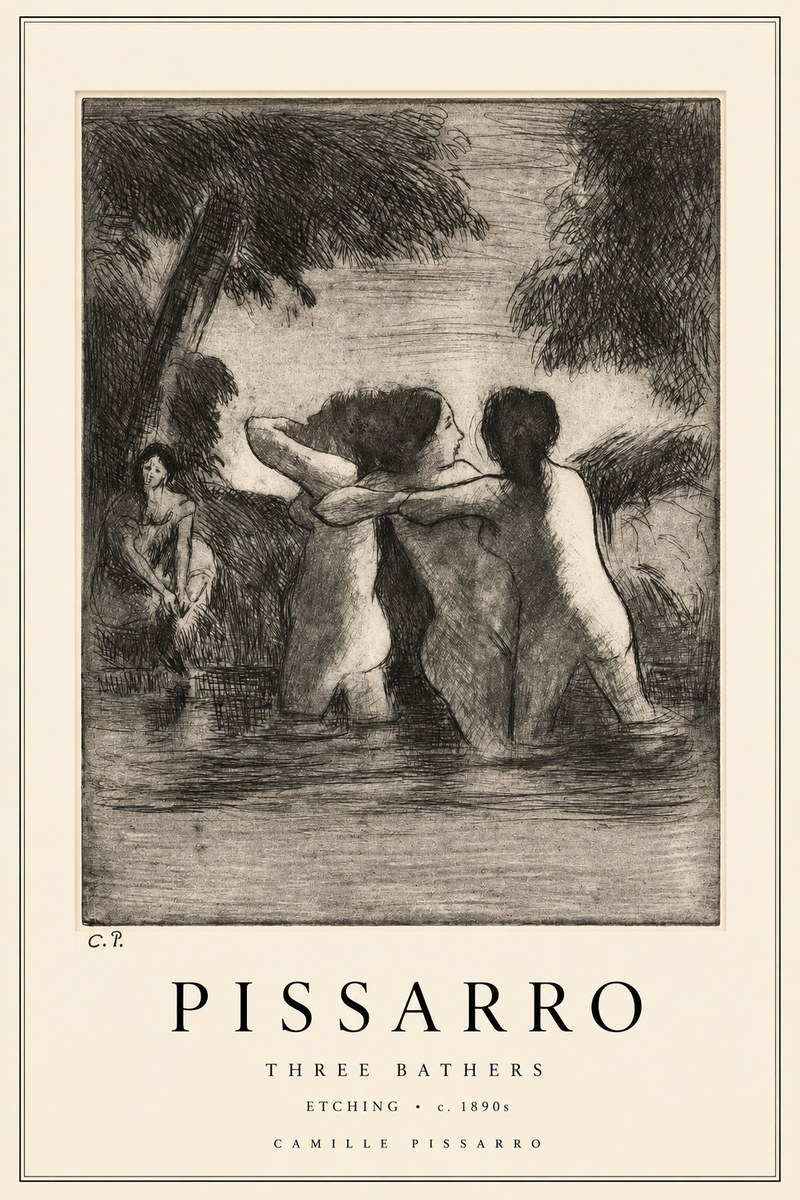Pissarro Three Bathers No2 - Juliste