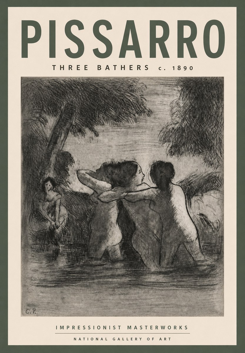 Pissarro Three Bathers No3 - Juliste