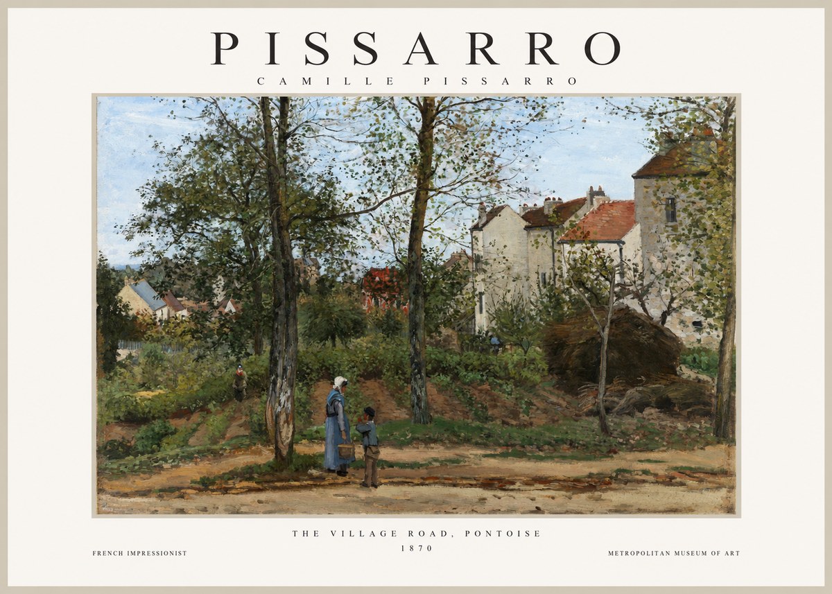 Pissarro The Village Road, Pontoise No1 - Juliste
