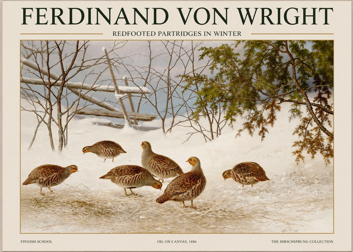 Ferdinand von Wright Redfooted Partridges in Winter No1 - Juliste