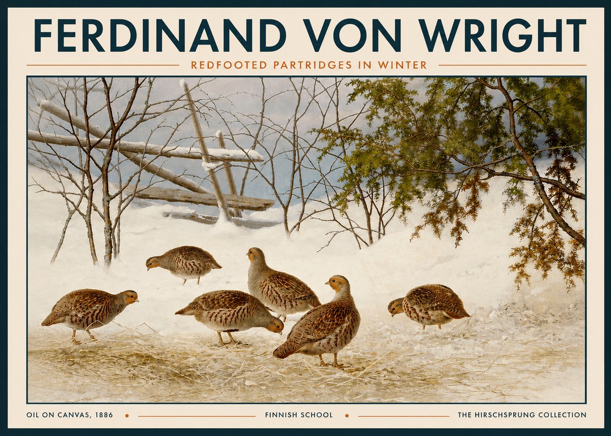 Ferdinand von Wright Redfooted Partridges in Winter No3 - Juliste