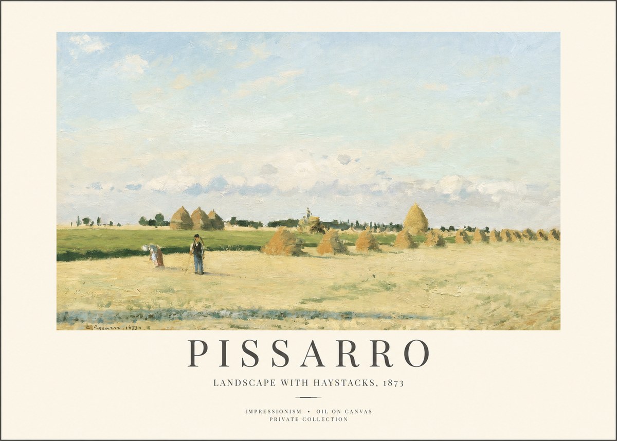 Pissarro Landscape with Haystacks, 1873 No1 - Juliste